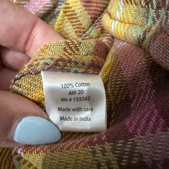 Men's Yellow and Purple Plaid Casual Button Down Shirt - Picture 5 of 11